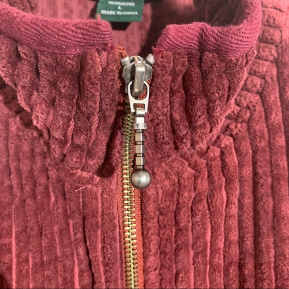 Woolrich Women's Large Corduroy Vest in Deep Ruby Full Zip Kinsdale Vest Pockets - Picture 4 of 8